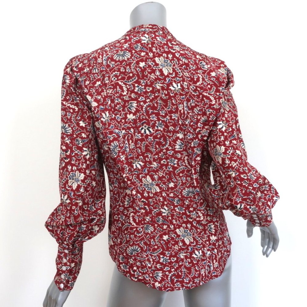 VERONICA BEARD BUTTON DOWN BLOUSE DRELA RED FLORAL PRINT SIZE 2 LONG SLEEVE TOP - Picture 5 of 9